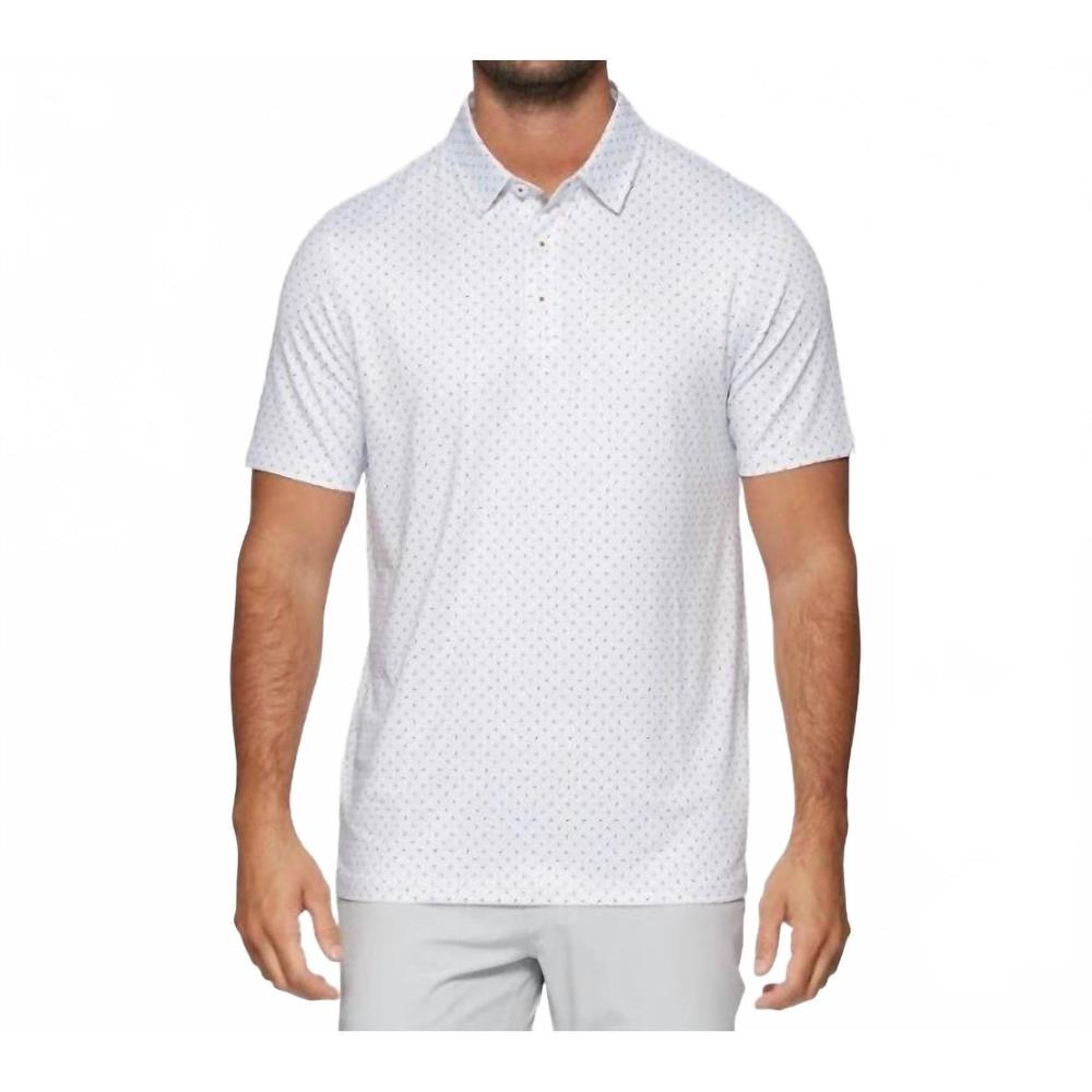 NEW FLAGS & ANTHEM montrose star and dot print polo in white combo